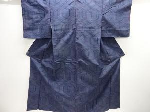 未使用品　幾何学模様織り出し十日町紬着物